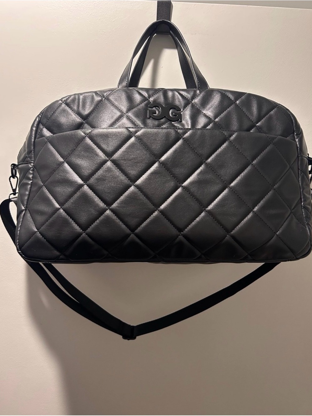 Gilda Paris Quilted Black Duffel Bag with Shoulder Strap